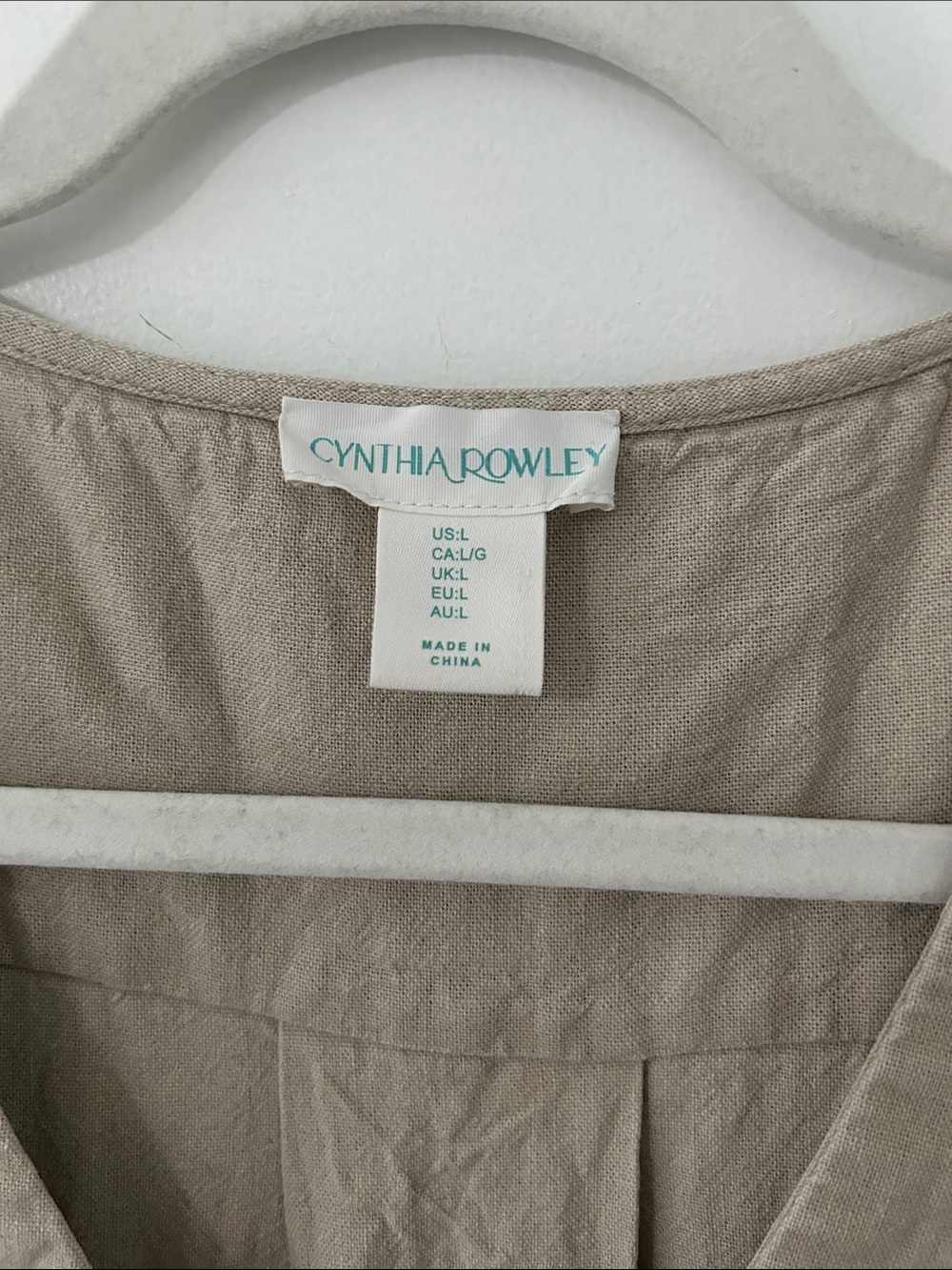 Cynthia Rowley Puff Sleeve Linen Shift Dress Tan Mini Relaxed Boho Shabby Chic - Picture 2 of 14